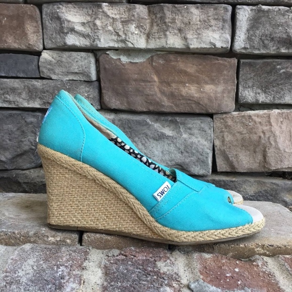 Toms Shoes - Turqoise Tom Wedge Wedge Sandals Size 7.5